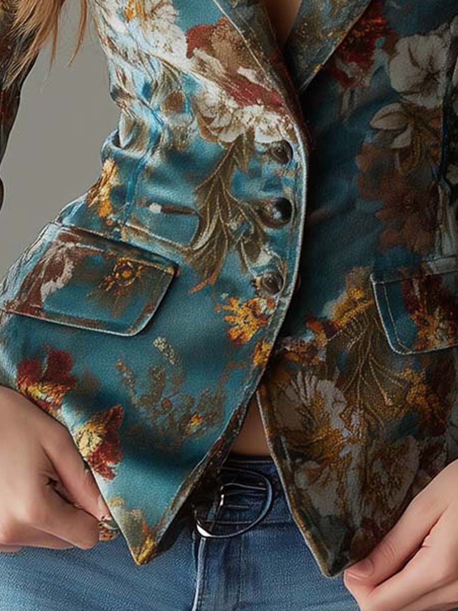 ODETTE | VINTAGE VELVET FLORAL BLAZER FOR WOMEN