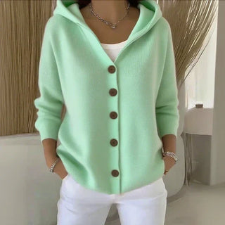 HELENA | HOODED BUTTON-UP KNIT CARDIGAN FOR WOMEN