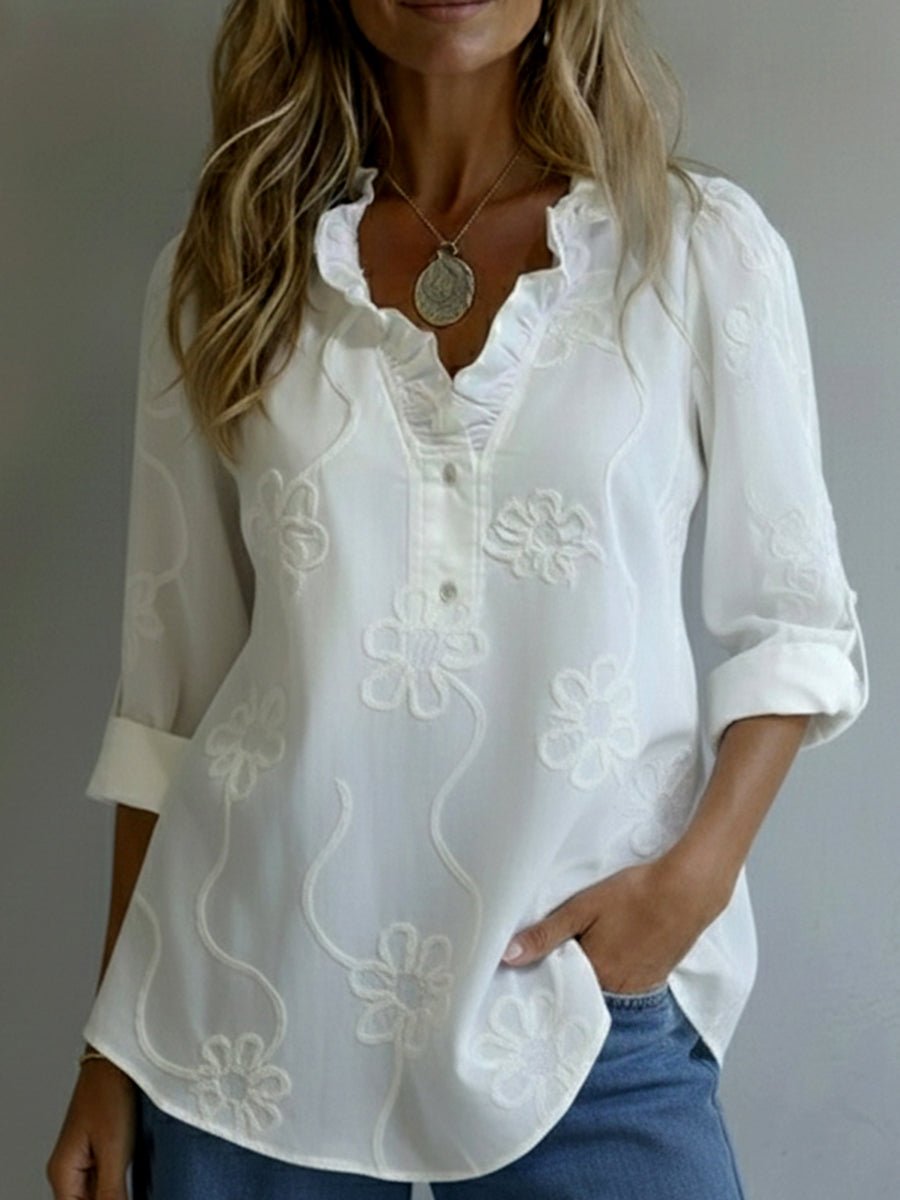 SOLVEIG | EMBROIDERED COTTON BLOUSE FOR WOMEN