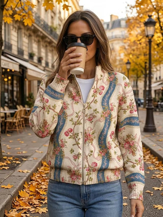 SIDONIE | CLIMBING ROSE RIBBON CARDIGAN FOR WOMEN
