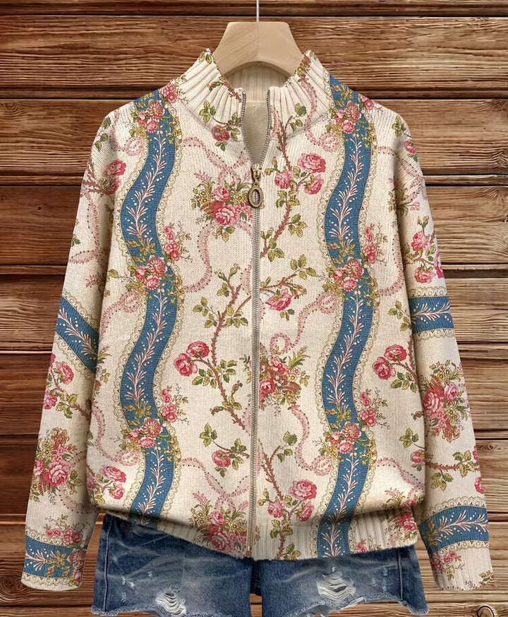 SIDONIE | CLIMBING ROSE RIBBON CARDIGAN FOR WOMEN