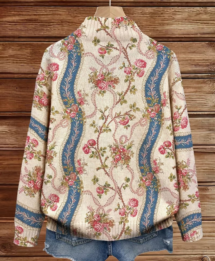 SIDONIE | CLIMBING ROSE RIBBON CARDIGAN FOR WOMEN