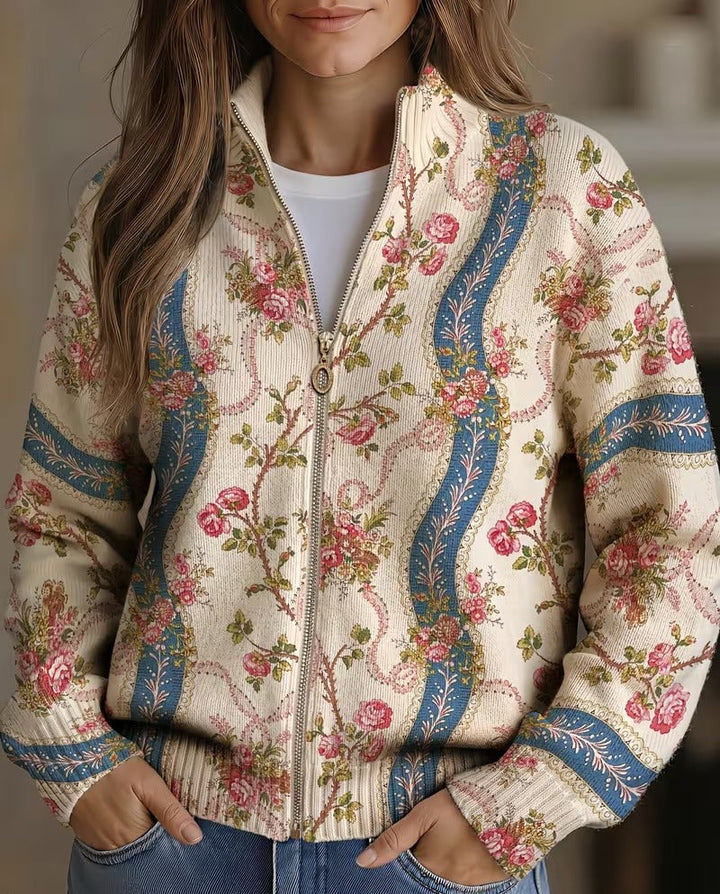 SIDONIE | CLIMBING ROSE RIBBON CARDIGAN FOR WOMEN