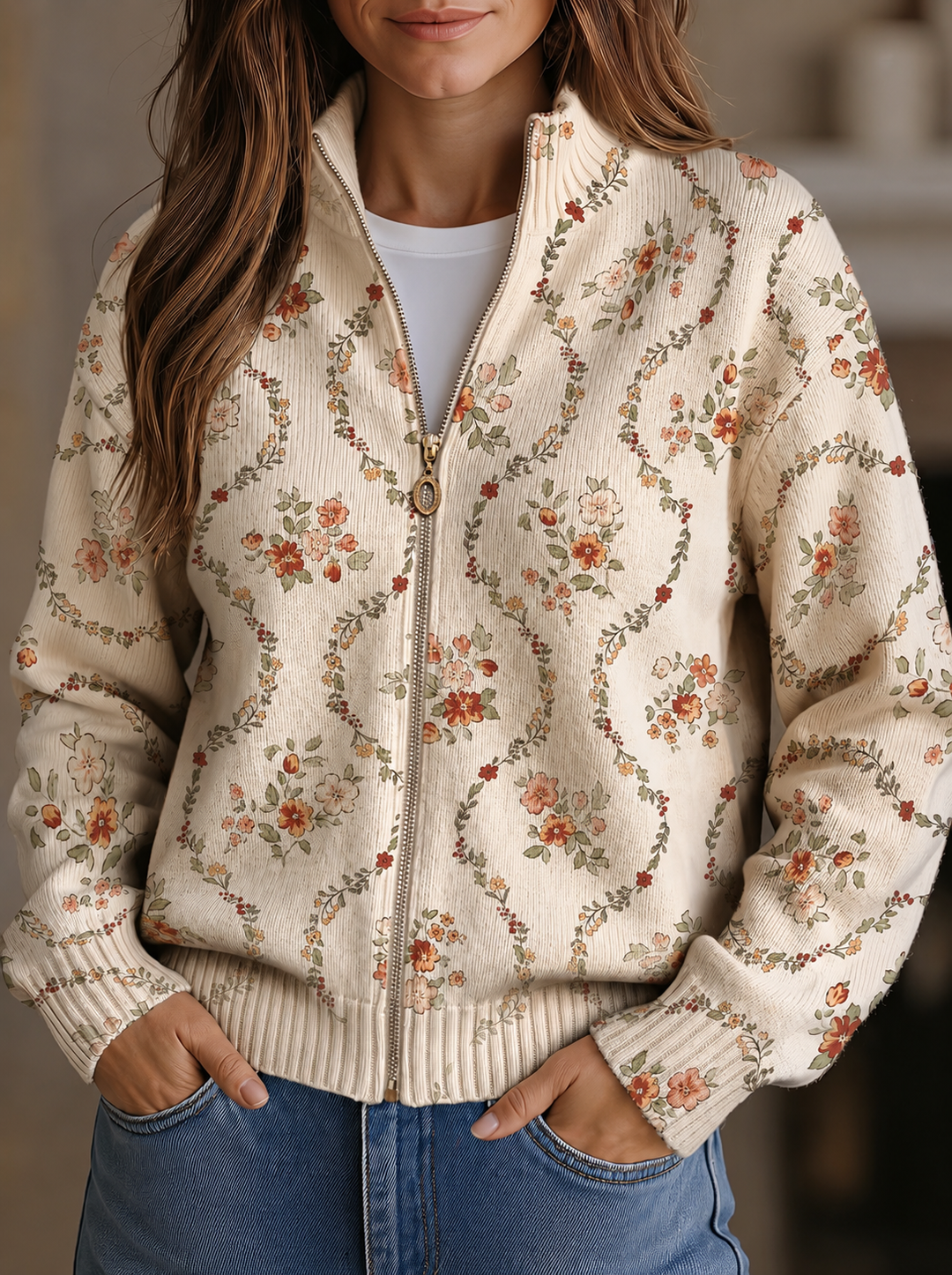 NOOR | DELICATE FLORAL VINE CARDIGAN FOR WOMEN