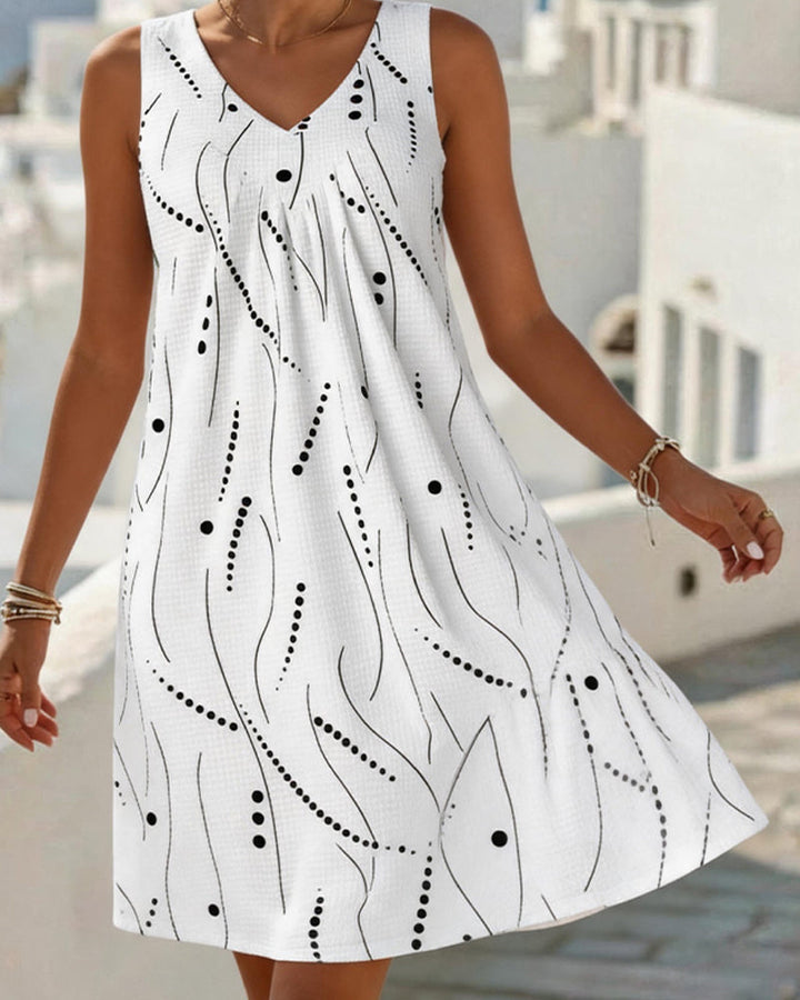 RIANNE | SLEEVELESS V-NECK PRINT DRESS FOR WOMEN