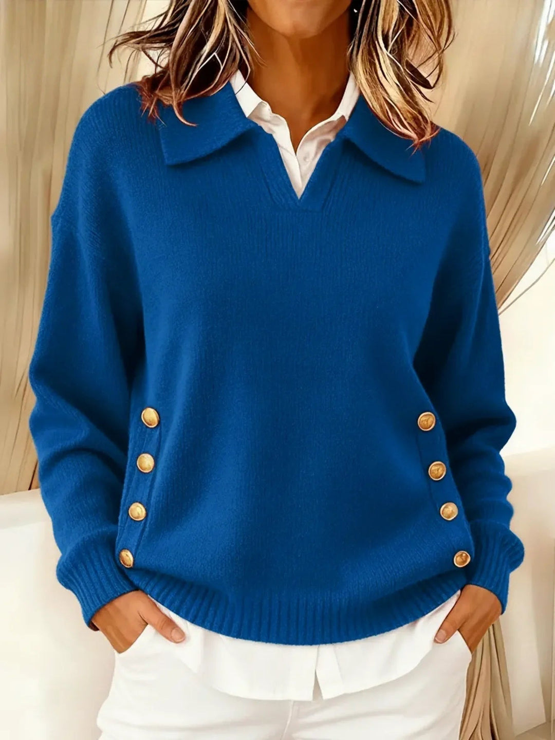 STEFANIA | V-NECK COLLAR SWEATER FOR WOMEN