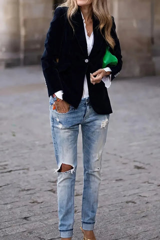 REESE | ONE-BUTTON LAPEL COLLAR BLAZER FOR WOMEN