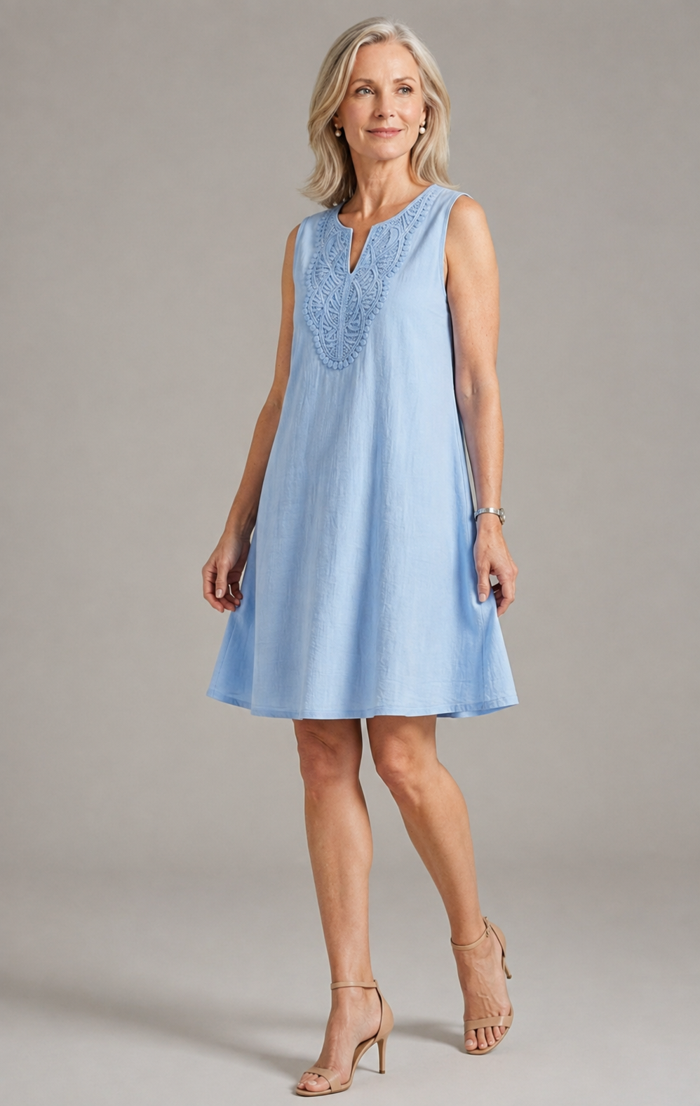 MILA | EMBROIDERED SLEEVELESS SUMMER DRESS FOR WOMEN