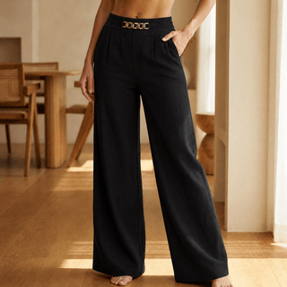 FLORENZA | GOLD WIDE LEG TROUSERS FOR WOMEN