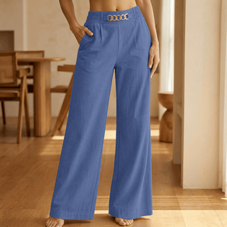 FLORENZA | GOLD WIDE LEG TROUSERS FOR WOMEN