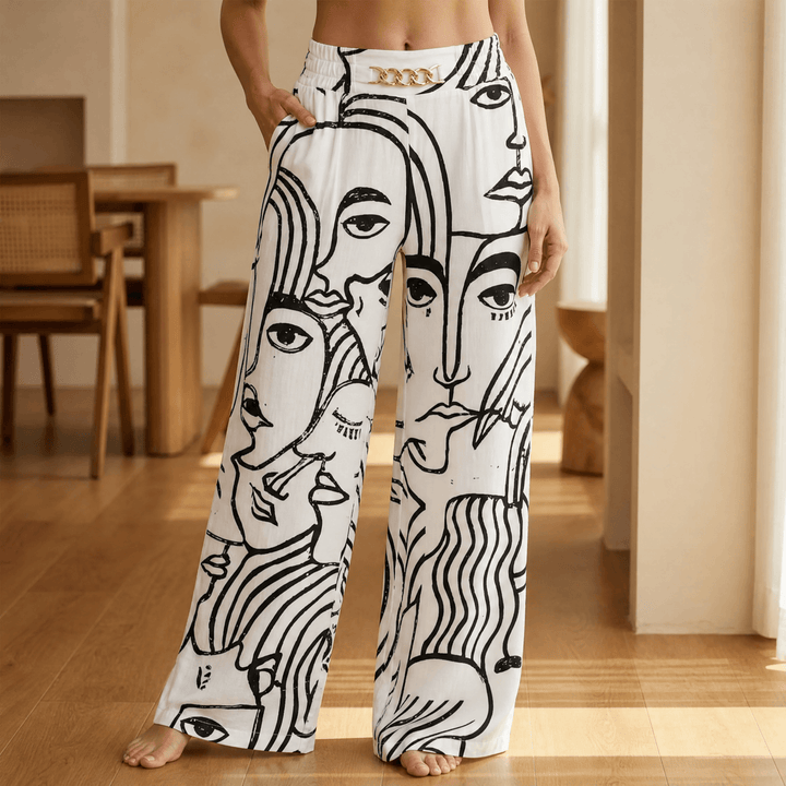 FLORENZA | GOLD WIDE LEG TROUSERS FOR WOMEN