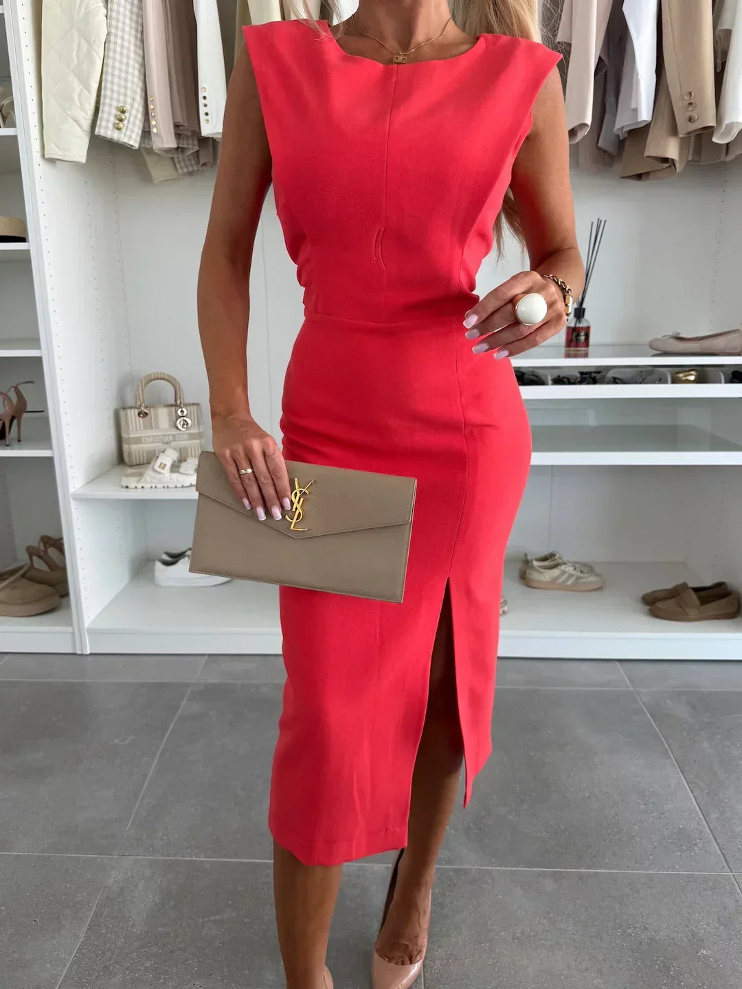 URSULE | BUTTON-FRONT MIDI DRESS FOR WOMEN