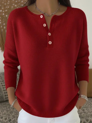 MATHILDE | HENLEY BUTTON-UP KNIT SWEATER FOR WOMEN