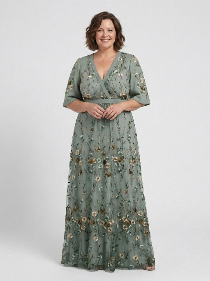 BIANCA | NECK SLEEVE MAXI DRESS FOR WOMEN