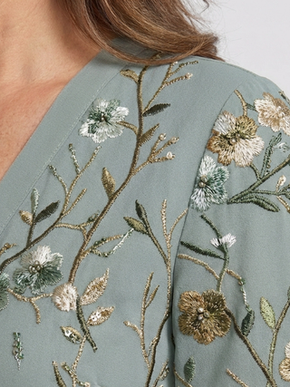 EVADNE | FLORAL NECK SLEEVE DRESS FOR WOMEN