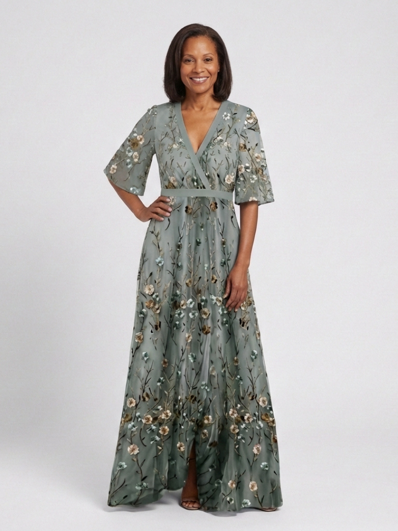 BIANCA | NECK SLEEVE MAXI DRESS FOR WOMEN