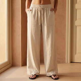 LINARA | WIDE LEG LINEN TROUSERS FOR WOMEN