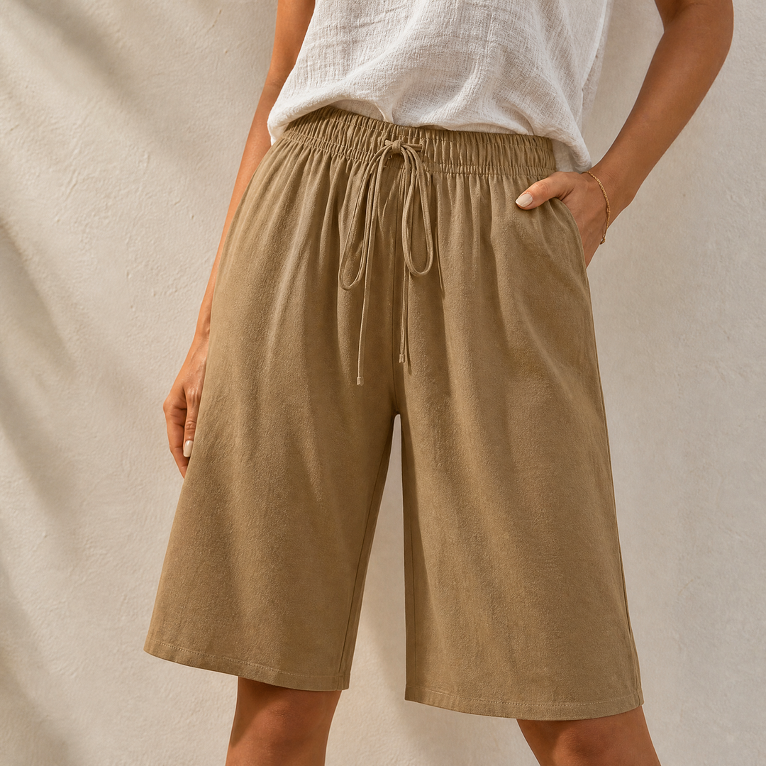 LUMERA | WIDE-LEG DRAWSTRING SMOCKED SHORTS FOR WOMEN