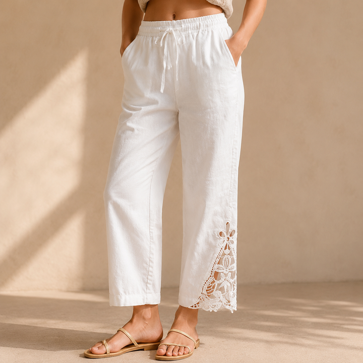 LIORA | LACE TRIM DRAWSTRING PANTS FOR WOMEN