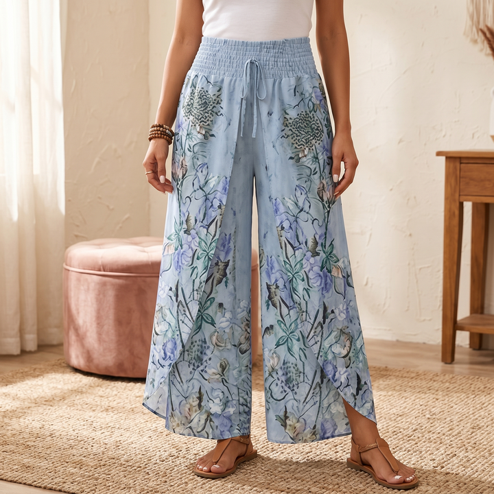 LUNAVIA | BOHO FLORAL WIDE-LEG PANTS FOR WOMEN