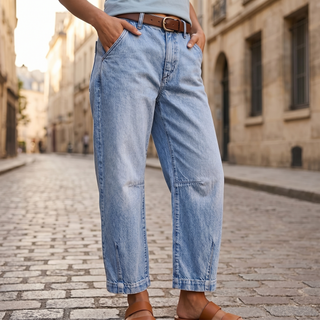 FLEUR | HIGH-WAISTED CROPPED BARREL JEANS FOR WOMEN