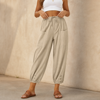 WEARBELLA | WIDE-LEG LINEN BLEND PANTS FOR WOMEN