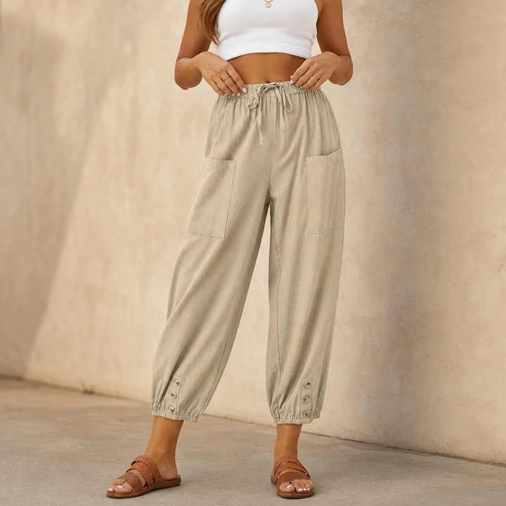 WEARBELLA | WIDE-LEG LINEN BLEND PANTS FOR WOMEN