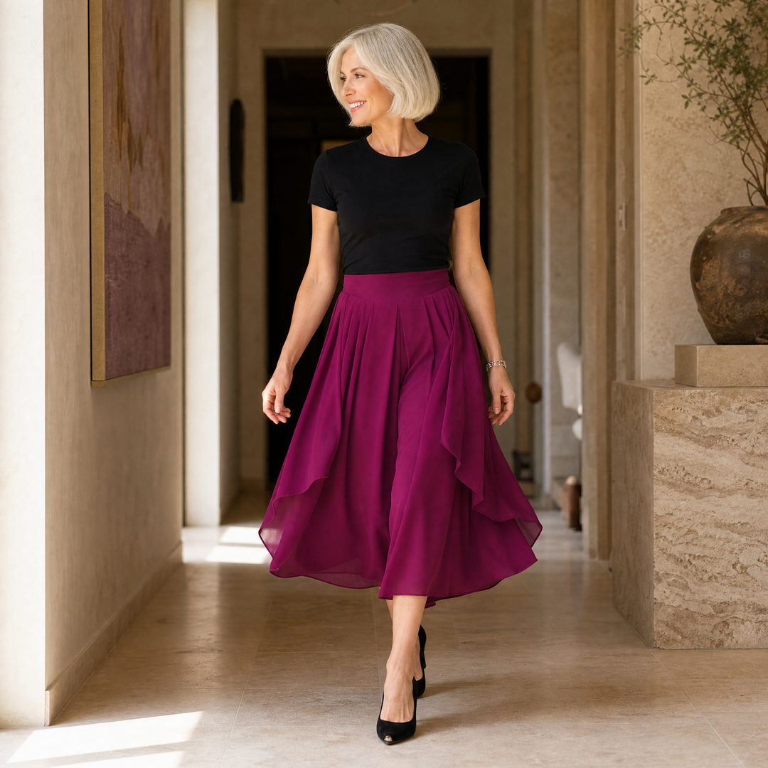SEVELLA | HIGH-WAIST CULOTTES DRAPE SKIRT FOR WOMEN