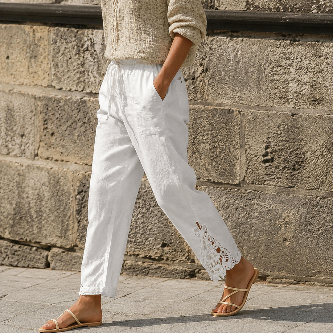 LIORA | LACE TRIM DRAWSTRING PANTS FOR WOMEN