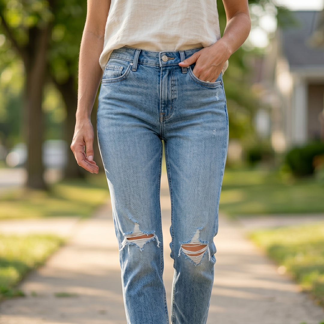 WEARBELLA | FRAYED HEM 7 JEANS FOR WOMEN