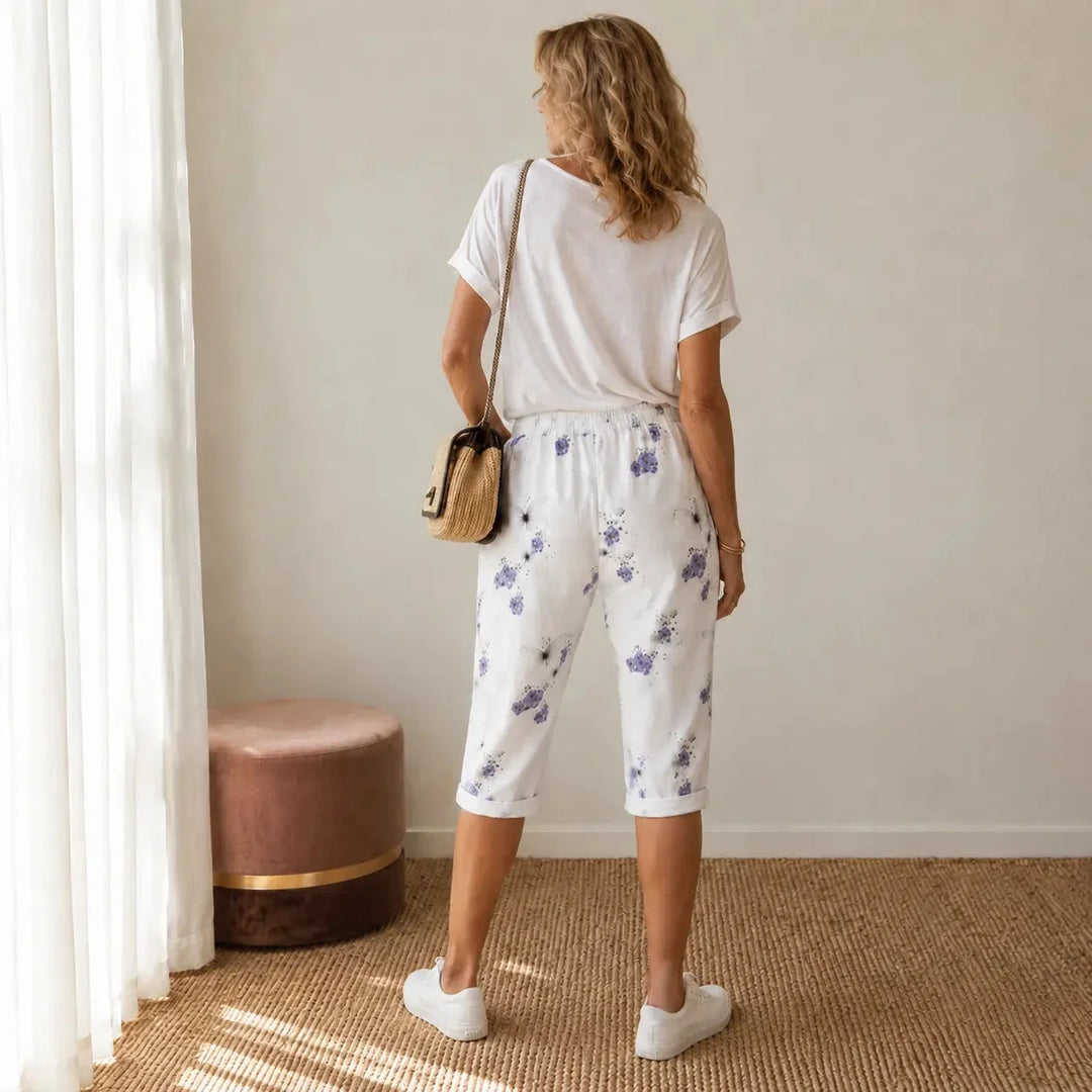 SOLAVIA | CROPPED DRAWSTRING POCKETS PANTS FOR WOMEN