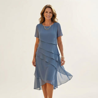ANGELA | TIERED CHIFFON MIDI DRESS FOR WOMEN