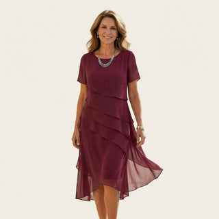 ANGELA | TIERED CHIFFON MIDI DRESS FOR WOMEN