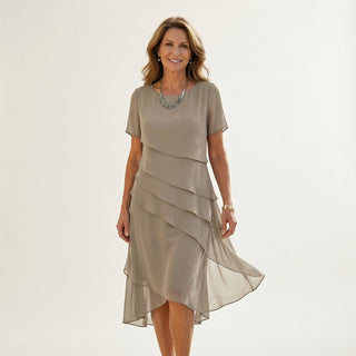 ANGELA | TIERED CHIFFON MIDI DRESS FOR WOMEN