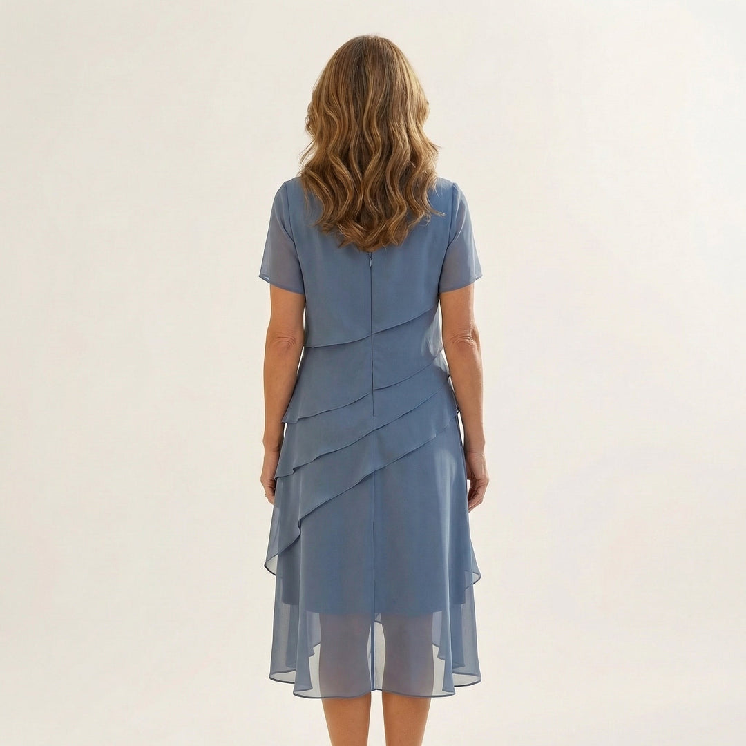 ANGELA | TIERED CHIFFON MIDI DRESS FOR WOMEN