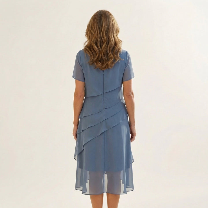 ANGELA | TIERED CHIFFON MIDI DRESS FOR WOMEN
