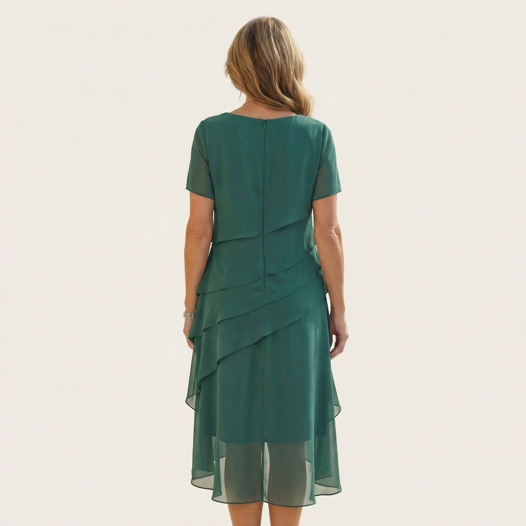 ANGELA | TIERED CHIFFON MIDI DRESS FOR WOMEN