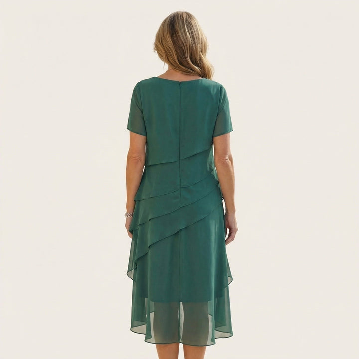 ANGELA | TIERED CHIFFON MIDI DRESS FOR WOMEN