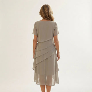 ANGELA | TIERED CHIFFON MIDI DRESS FOR WOMEN