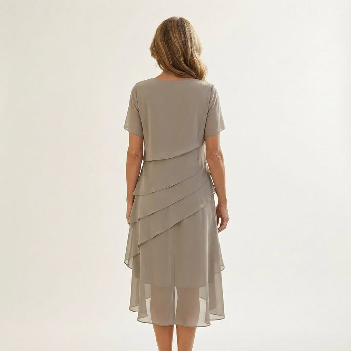 ANGELA | TIERED CHIFFON MIDI DRESS FOR WOMEN