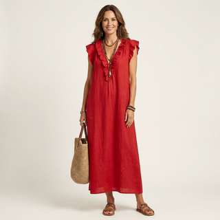 JOSETTE | RUFFLE V-NECK MAXI DRESS FOR WOMEN