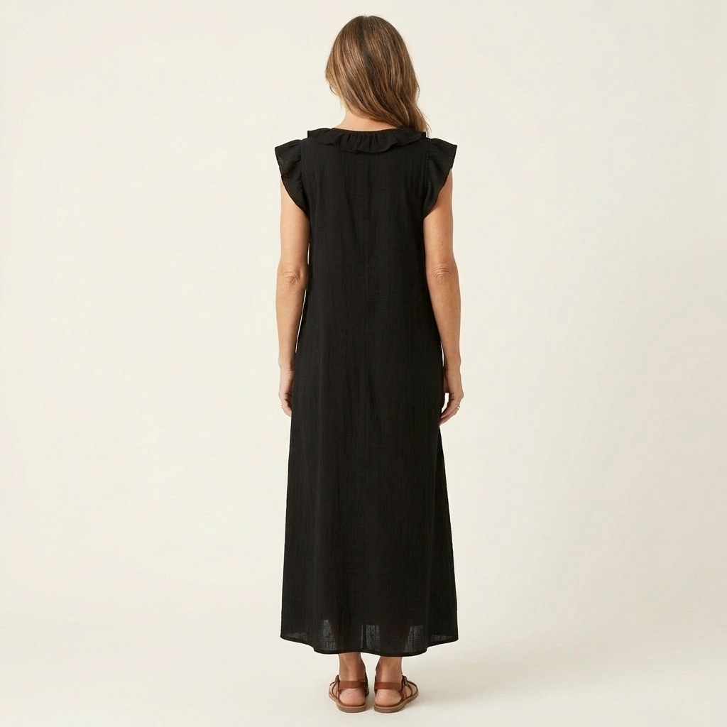 JOSETTE | RUFFLE V-NECK MAXI DRESS FOR WOMEN