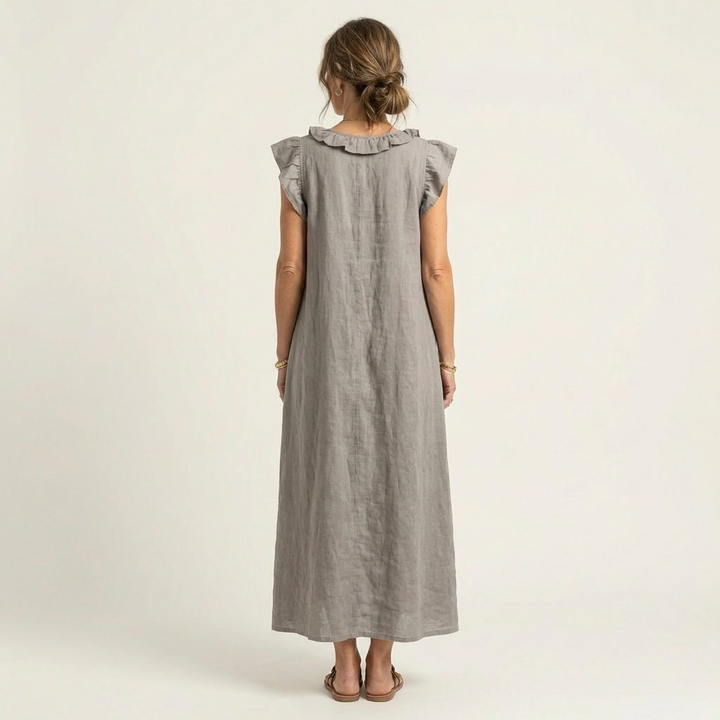 JOSETTE | RUFFLE V-NECK MAXI DRESS FOR WOMEN