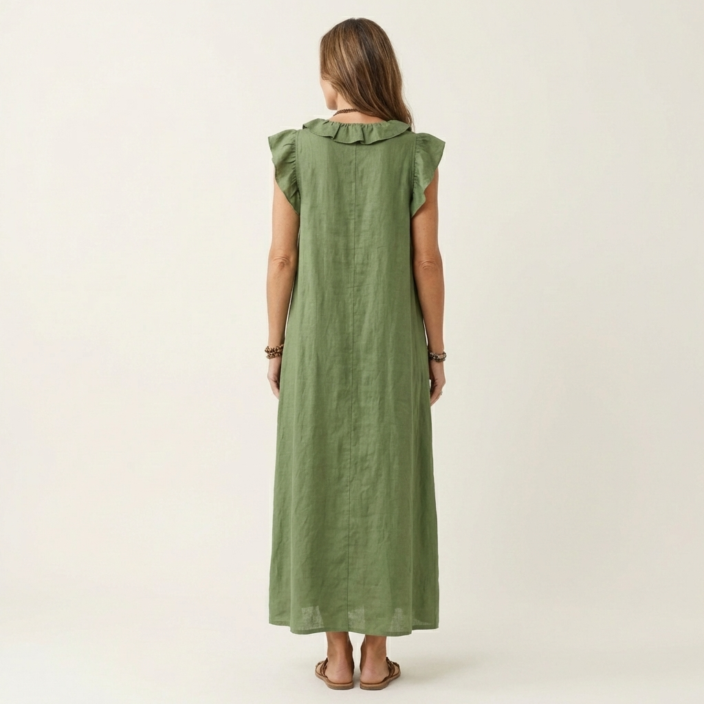 JOSETTE | RUFFLE V-NECK MAXI DRESS FOR WOMEN