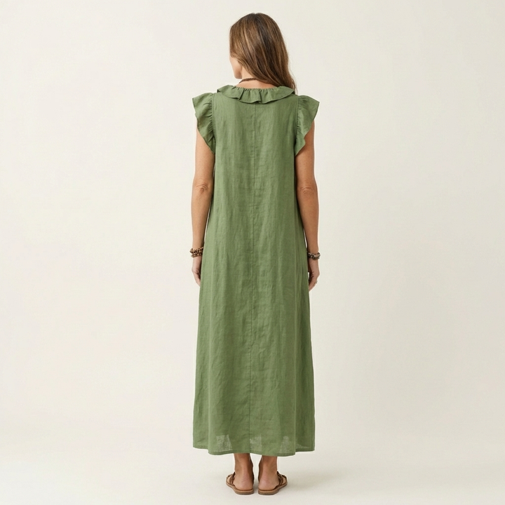 JOSETTE | RUFFLE V-NECK MAXI DRESS FOR WOMEN