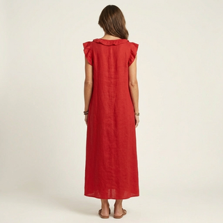 JOSETTE | RUFFLE V-NECK MAXI DRESS FOR WOMEN