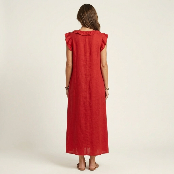 JOSETTE | RUFFLE V-NECK MAXI DRESS FOR WOMEN