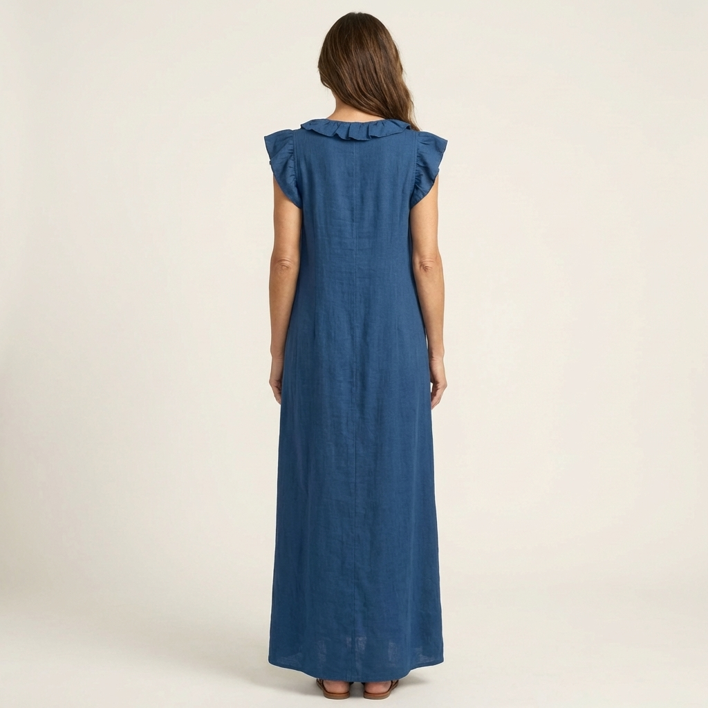 JOSETTE | RUFFLE V-NECK MAXI DRESS FOR WOMEN