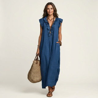 JOSETTE | RUFFLE V-NECK MAXI DRESS FOR WOMEN