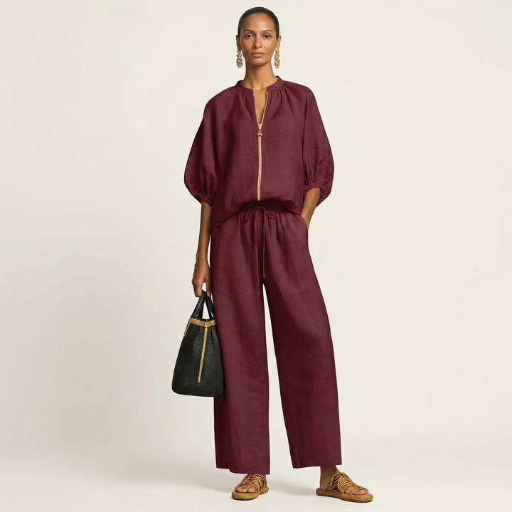 MARLOWE | ZIPPER-FRONT PUFF SLEEVE DRESS FOR WOMEN